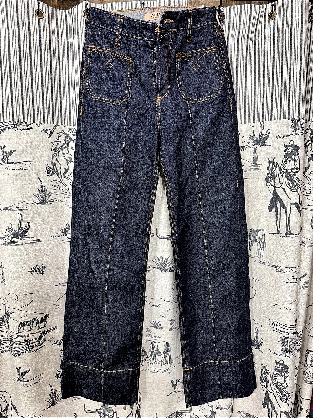 Ariat Ultra High Rise Tomboy Wide Leg Jean Jeans Blue Waist 25